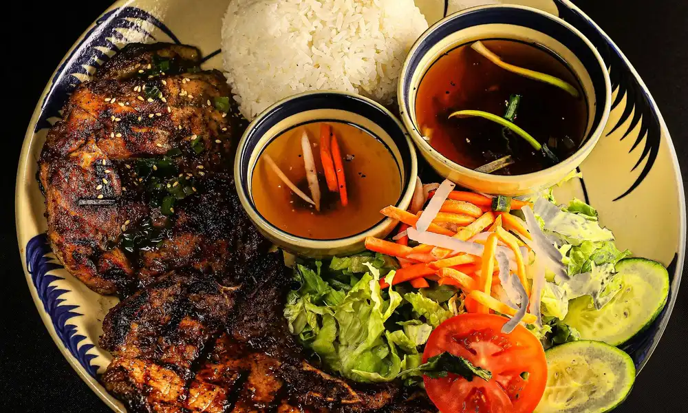 Grilled Lemongrass Chicken & Pork Chops
